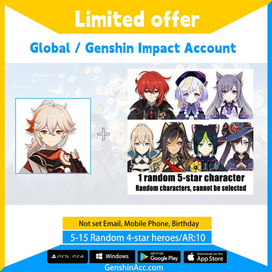 [Asia/EU/NA] Kaedehara Kazuha+1Random five star hero | Starter Account - Genshin Acc