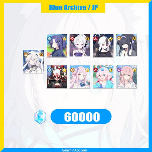 Blue Archive Many 3-Star 60000 Pyroxene Limited Starter Account ( JP ) - Genshin Acc