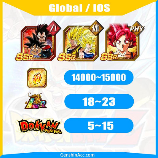 DRAGON BALL Z DOKKAN BATTLE - Farmed Starter Account ( Global | IOS) -Goku + Goku (GT) - Genshin Acc