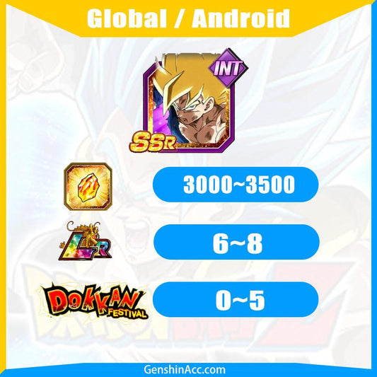 DRAGON BALL Z DOKKAN BATTLE - Fresh Starter Account ( Global | Android ) - Super Saiya Goku - Genshin Acc