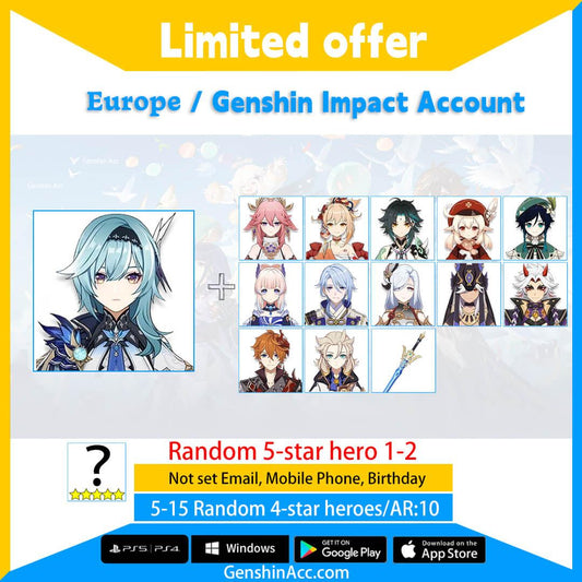 Genshin Impact Starter Account - Eula (Europe/EU) - Genshin Acc