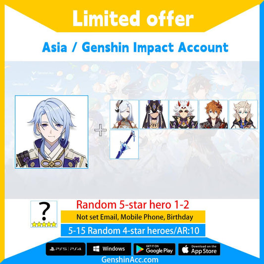 Genshin Impact Starter Account - Kamisato Ayato (Asia/AS) - Genshin Acc