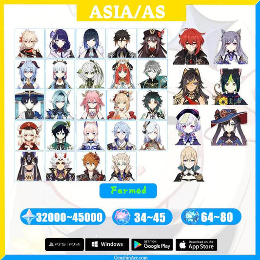 Genshin Impact Starter Account - Primogems Reroll Characters 320+Draws (Asia/AS) - Genshin Acc