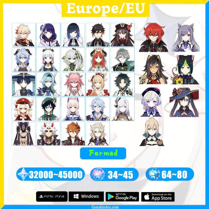 Genshin Impact Starter Account - Primogems Reroll Characters 320+Draws (Europe/EU) - Genshin Acc