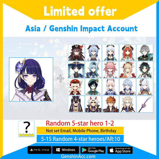 Genshin Impact Starter Account - Raiden Shogun (Asia/AS) - Genshin Acc