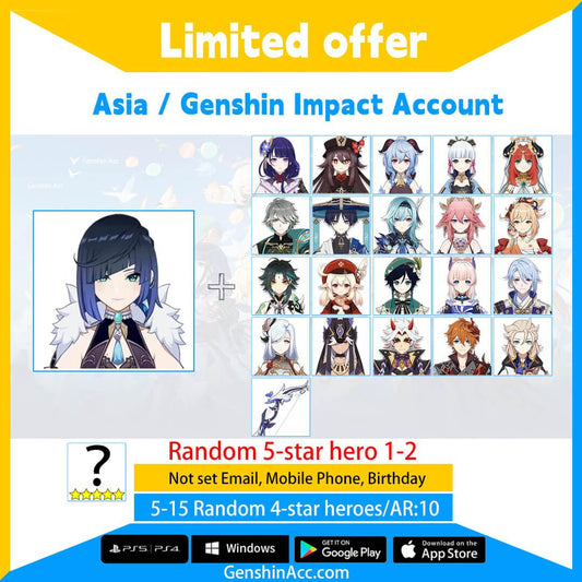 Genshin Impact Starter Account - Yelan (Asia/AS) - Genshin Acc