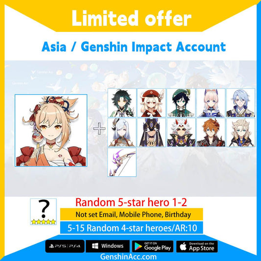 Genshin Impact Starter Account - Yoimiya (Asia/AS) - Genshin Acc