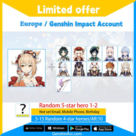 Genshin Impact Starter Account - Yoimiya (Europe/EU) - Genshin Acc