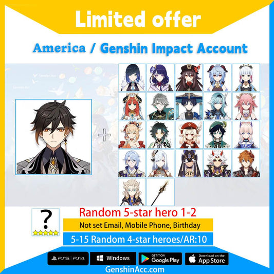 Genshin Impact Starter Account - Zhongli (America/NA) - Genshin Acc
