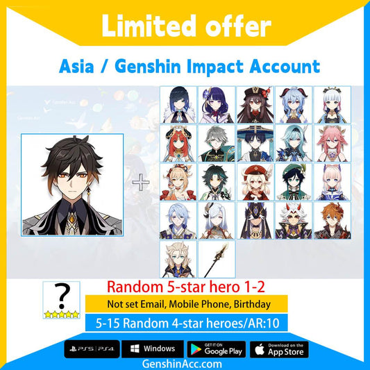 Genshin Impact Starter Account - Zhongli (Asia/AS) - Genshin Acc