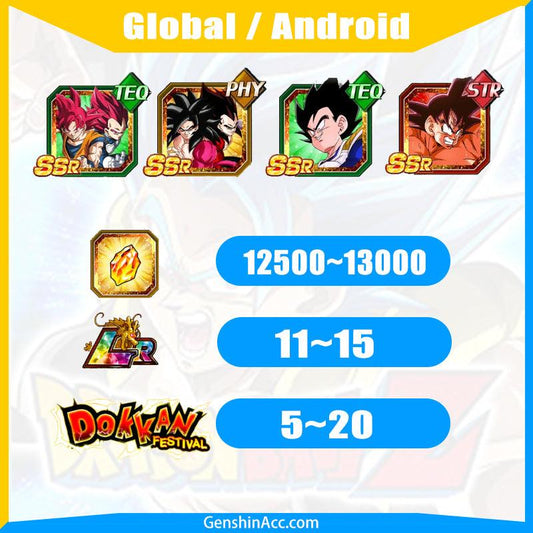 DRAGON BALL Z DOKKAN BATTLE - Farmed Starter Account ( Global | Android) - 7th Anniversary Campaign - Genshin Acc