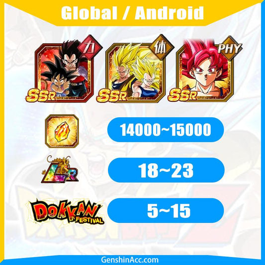 DRAGON BALL Z DOKKAN BATTLE - Farmed Starter Account ( Global | Android) -Goku + Goku (GT) - Genshin Acc