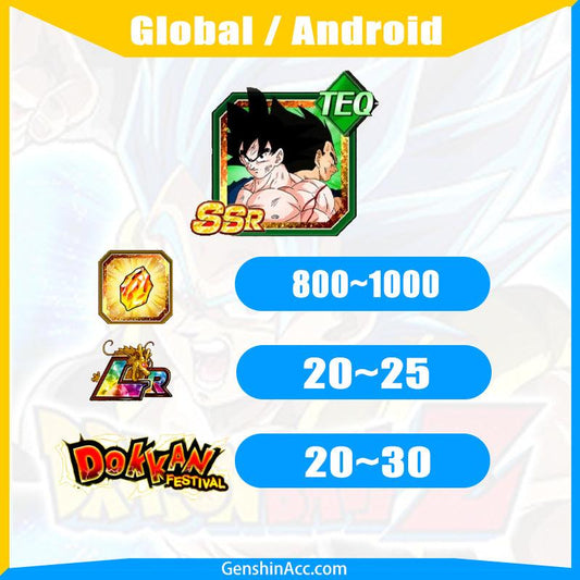 DRAGON BALL Z DOKKAN BATTLE - Farmed Starter Account ( Global | Android ) - Goku Vegeta - Genshin Acc