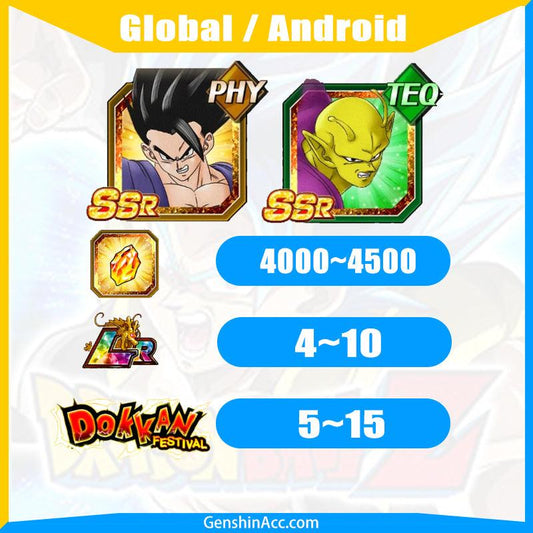 DRAGON BALL Z DOKKAN BATTLE - Farmed Starter Account ( Global | Android ) -Piccolo+Gohan - Genshin Acc