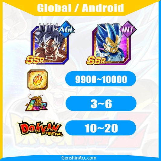 DRAGON BALL Z DOKKAN BATTLE - Farmed Starter Account ( Global | Android) - Ultra Instinct New Form Beyond Blue - Genshin Acc