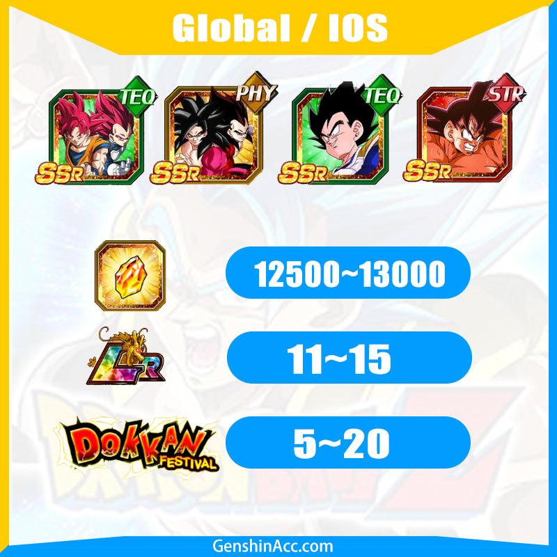 DRAGON BALL Z DOKKAN BATTLE - Farmed Starter Account ( Global | iOS ) - 7th Anniversary Campaign + Kaioken Goku (Kaioken) + Number One Saiyan Vegeta - Genshin Acc