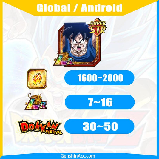 DRAGON BALL Z DOKKAN BATTLE - Fresh Starter Account ( Global | Android ) - Thousandfold Plea Goku - Genshin Acc